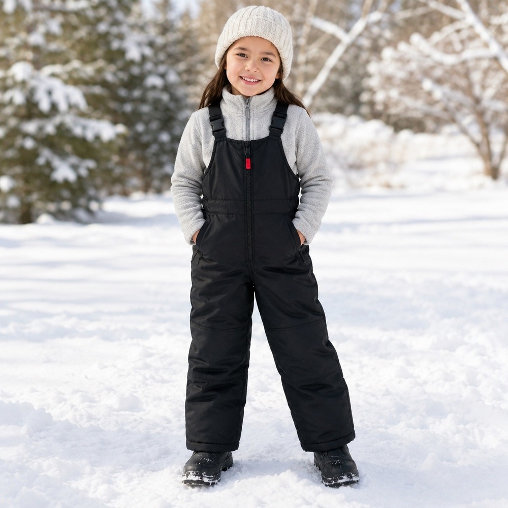 London Fog Kids Black Insulated Snow Bib Pants Size S/8 Ski Snowboard L220DS40